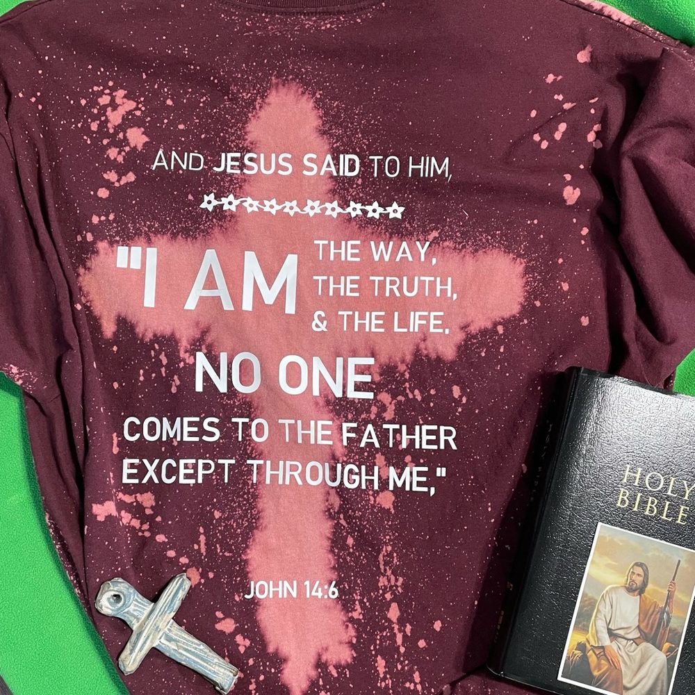 Maroon bleached biblical T